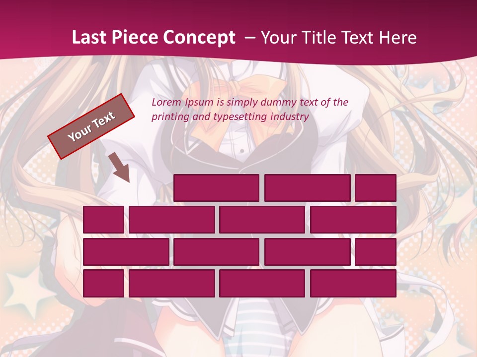 A Anime Girl With Long Blonde Hair Sitting On A Pink Background PowerPoint Template