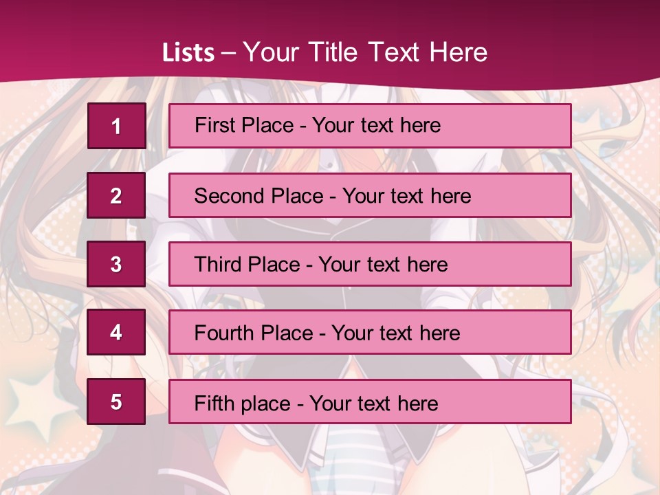 A Anime Girl With Long Blonde Hair Sitting On A Pink Background PowerPoint Template