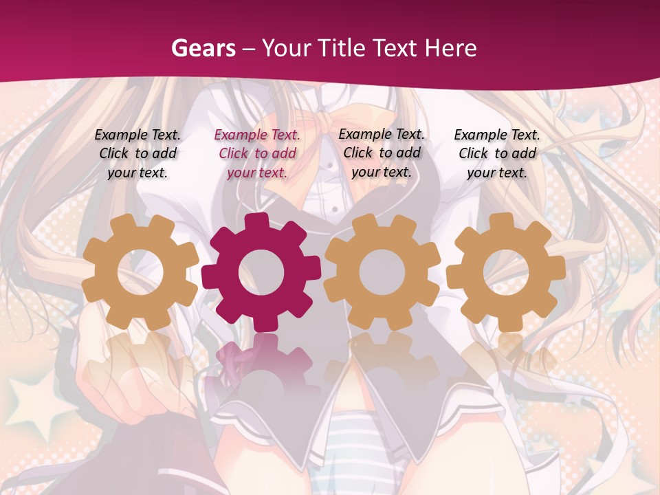 A Anime Girl With Long Blonde Hair Sitting On A Pink Background PowerPoint Template
