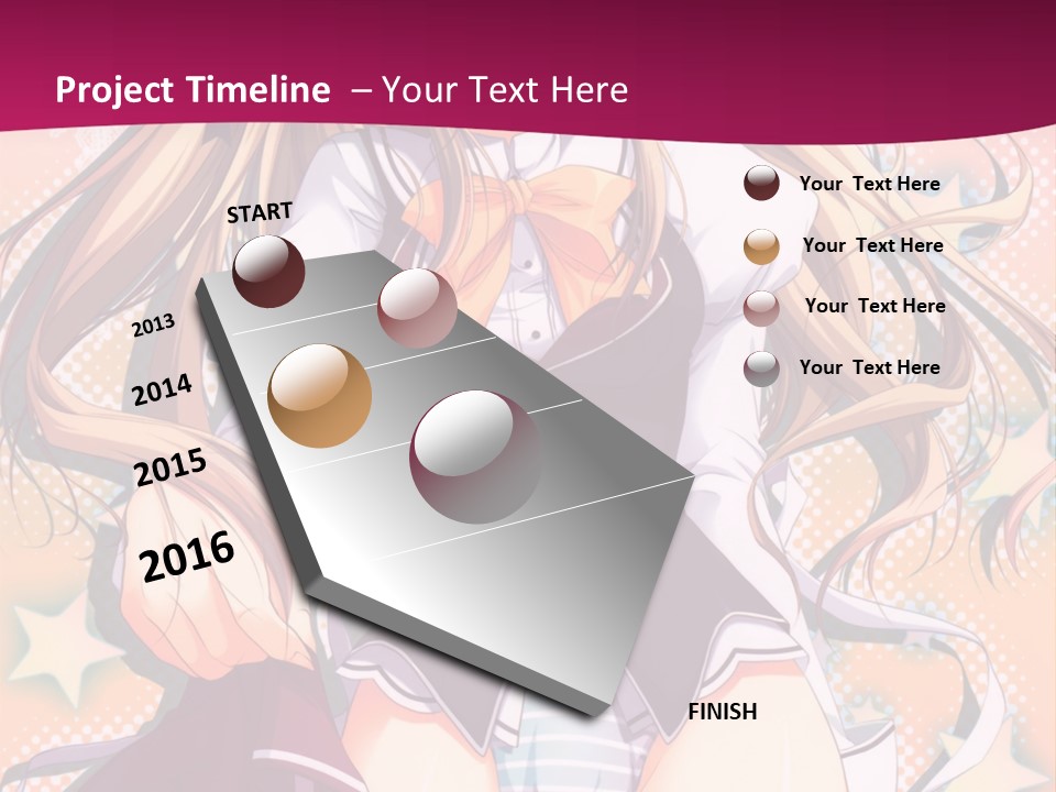 A Anime Girl With Long Blonde Hair Sitting On A Pink Background PowerPoint Template