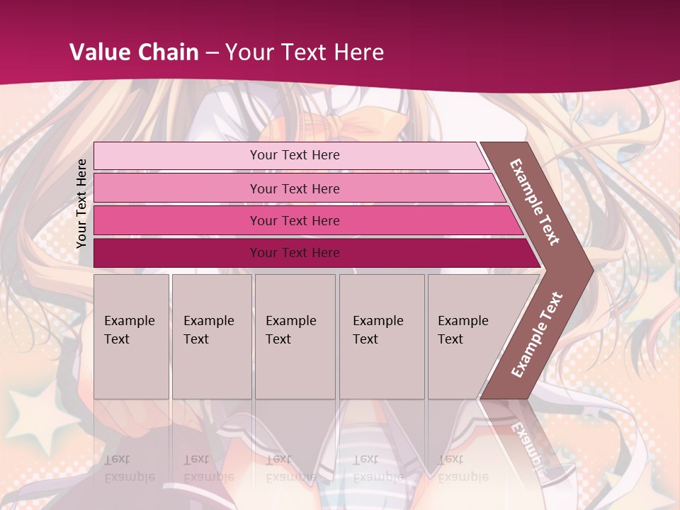 A Anime Girl With Long Blonde Hair Sitting On A Pink Background PowerPoint Template