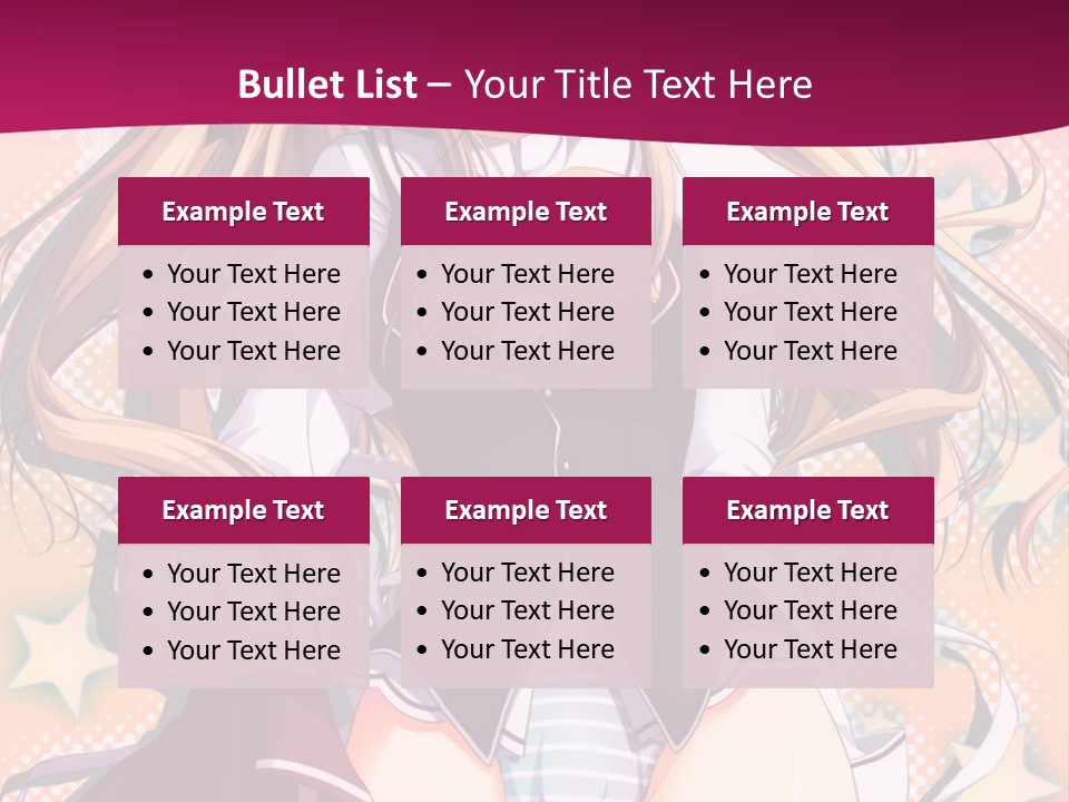 A Anime Girl With Long Blonde Hair Sitting On A Pink Background PowerPoint Template