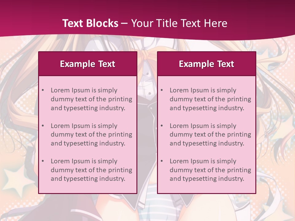 A Anime Girl With Long Blonde Hair Sitting On A Pink Background PowerPoint Template