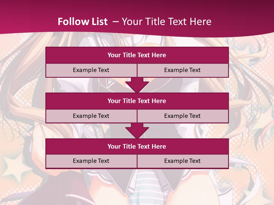 A Anime Girl With Long Blonde Hair Sitting On A Pink Background PowerPoint Template