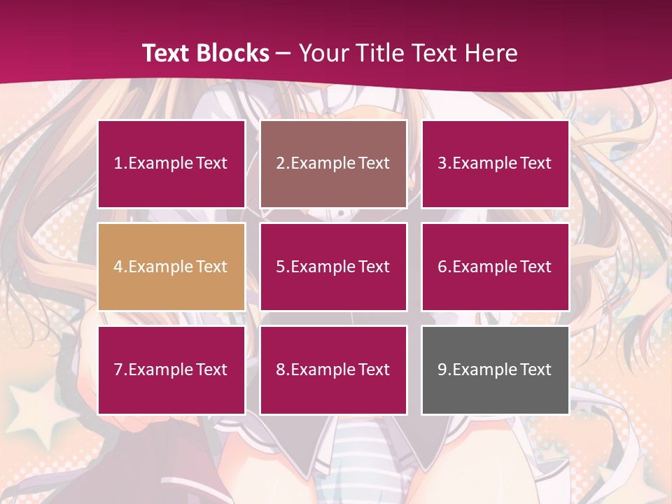 A Anime Girl With Long Blonde Hair Sitting On A Pink Background PowerPoint Template