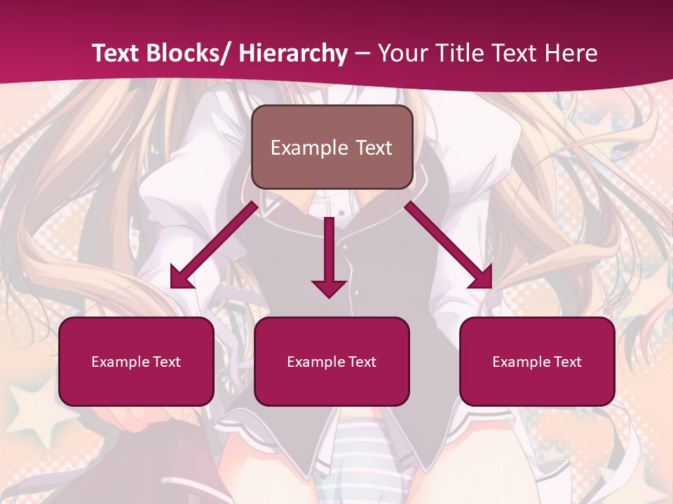 A Anime Girl With Long Blonde Hair Sitting On A Pink Background PowerPoint Template