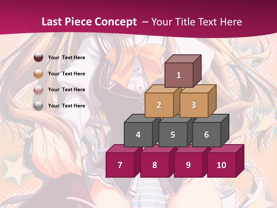 A Anime Girl With Long Blonde Hair Sitting On A Pink Background PowerPoint Template