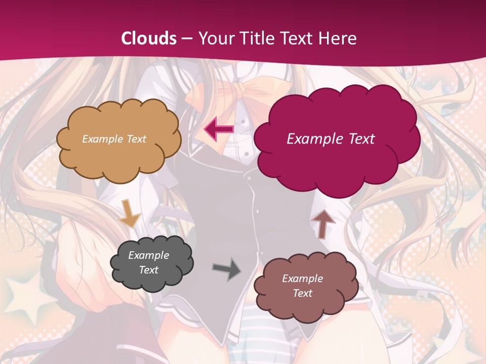 A Anime Girl With Long Blonde Hair Sitting On A Pink Background PowerPoint Template