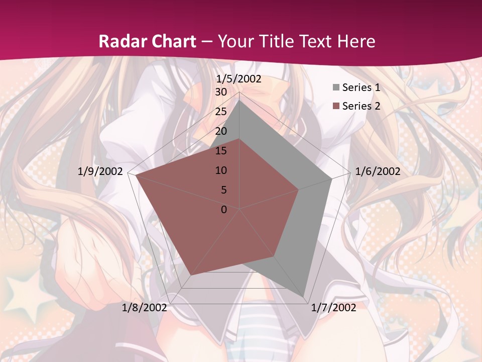 A Anime Girl With Long Blonde Hair Sitting On A Pink Background PowerPoint Template