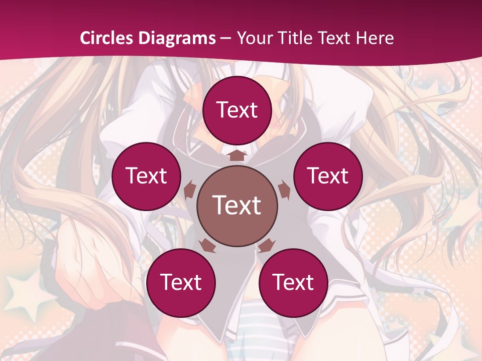 A Anime Girl With Long Blonde Hair Sitting On A Pink Background PowerPoint Template