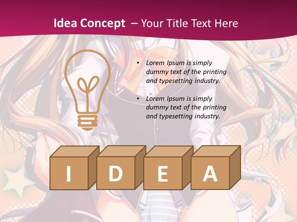 A Anime Girl With Long Blonde Hair Sitting On A Pink Background PowerPoint Template