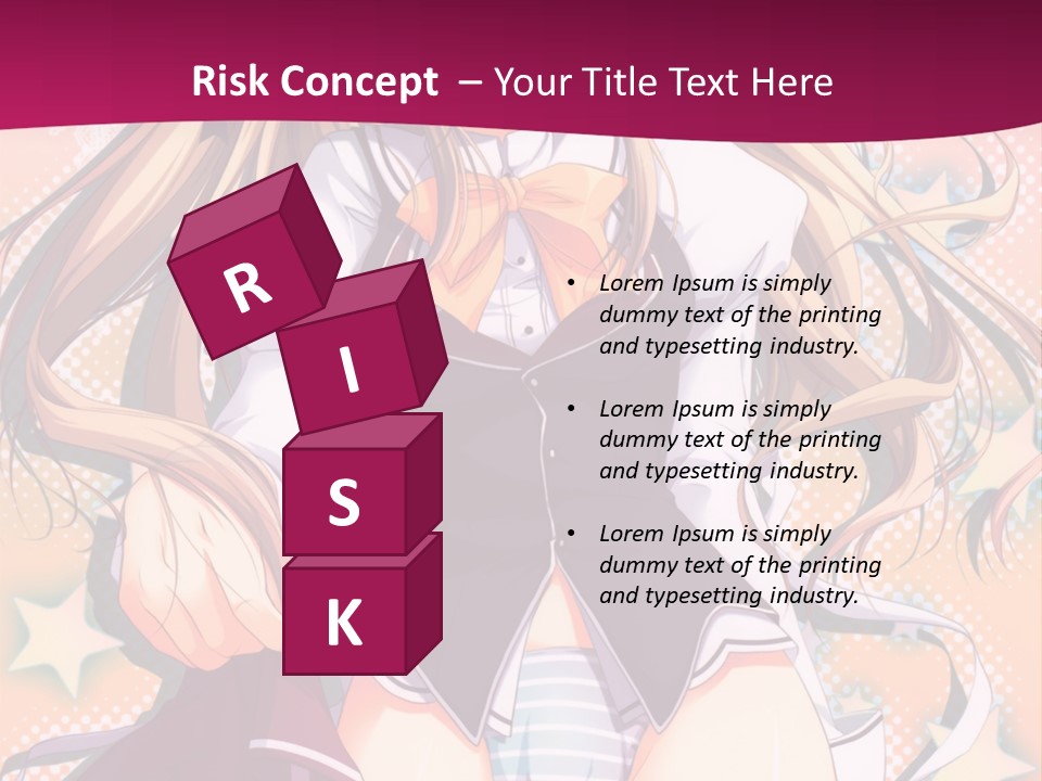 A Anime Girl With Long Blonde Hair Sitting On A Pink Background PowerPoint Template