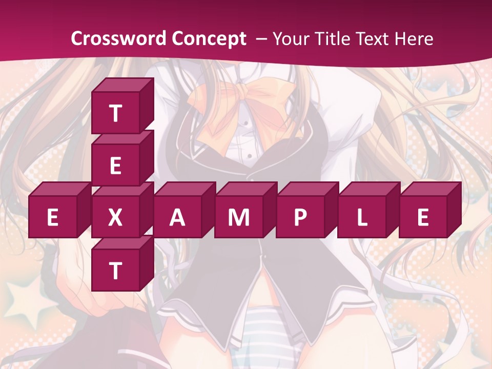 A Anime Girl With Long Blonde Hair Sitting On A Pink Background PowerPoint Template