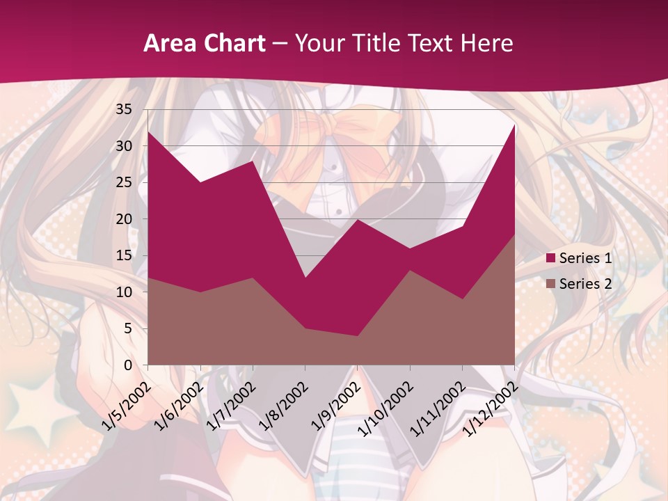 A Anime Girl With Long Blonde Hair Sitting On A Pink Background PowerPoint Template