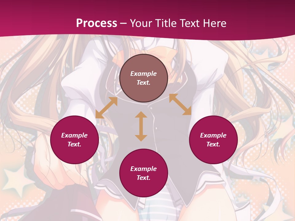 A Anime Girl With Long Blonde Hair Sitting On A Pink Background PowerPoint Template