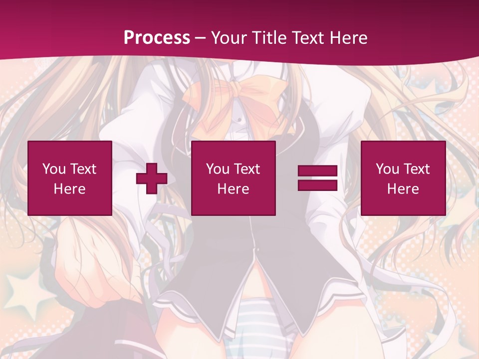 A Anime Girl With Long Blonde Hair Sitting On A Pink Background PowerPoint Template