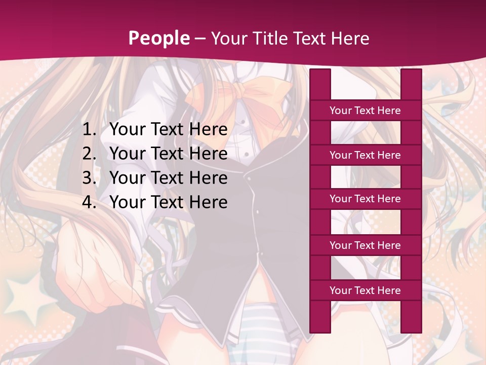 A Anime Girl With Long Blonde Hair Sitting On A Pink Background PowerPoint Template