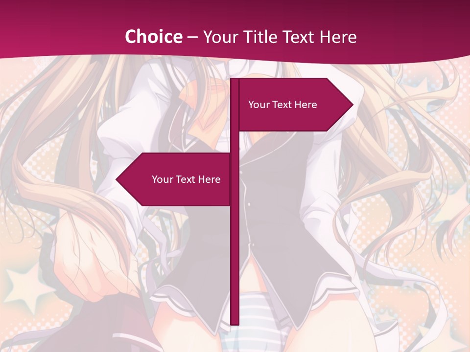 A Anime Girl With Long Blonde Hair Sitting On A Pink Background PowerPoint Template