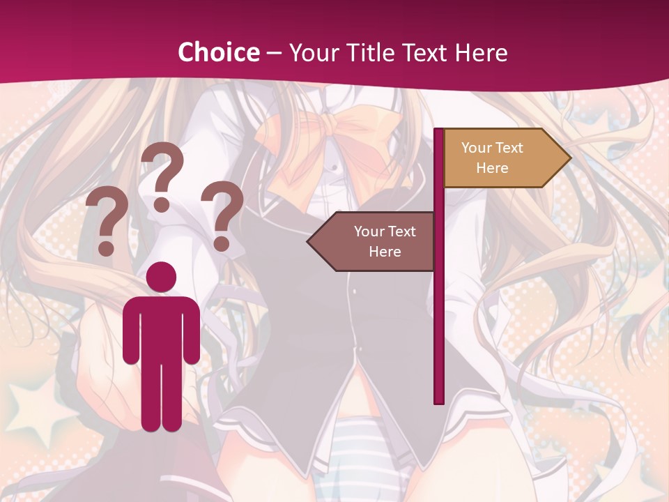 A Anime Girl With Long Blonde Hair Sitting On A Pink Background PowerPoint Template