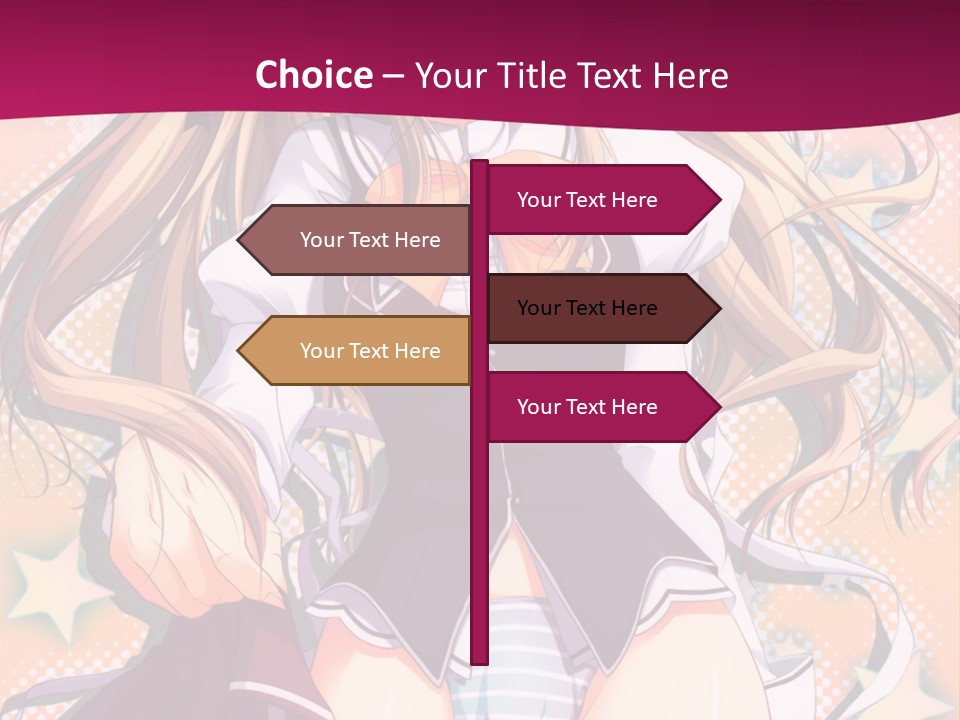 A Anime Girl With Long Blonde Hair Sitting On A Pink Background PowerPoint Template