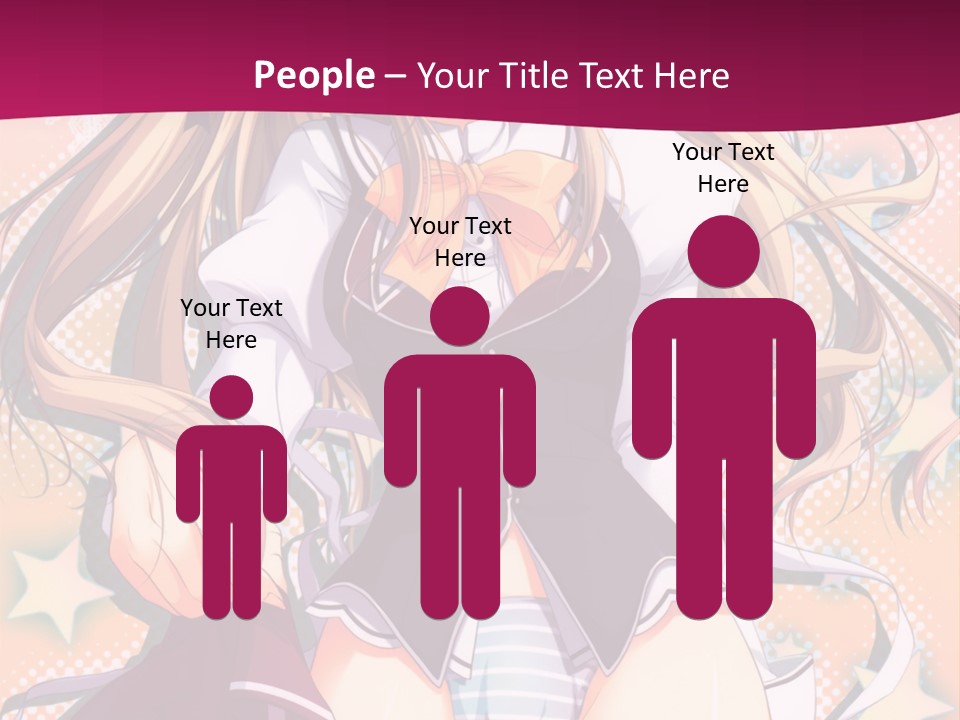 A Anime Girl With Long Blonde Hair Sitting On A Pink Background PowerPoint Template