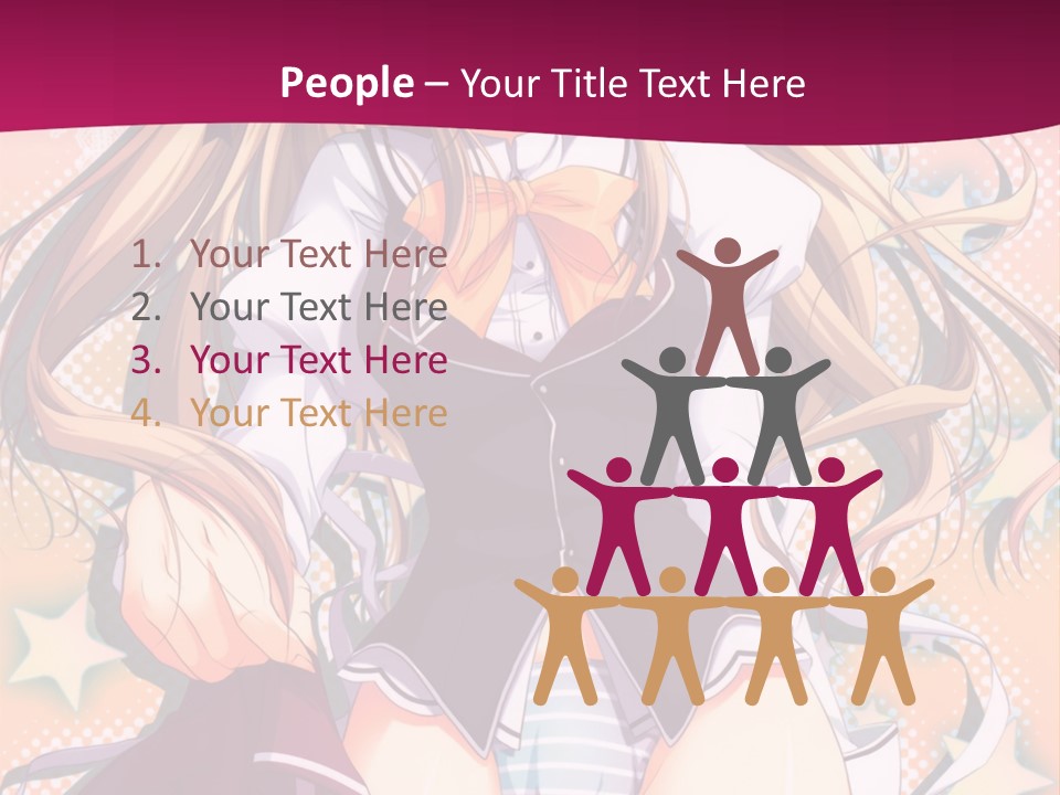 A Anime Girl With Long Blonde Hair Sitting On A Pink Background PowerPoint Template
