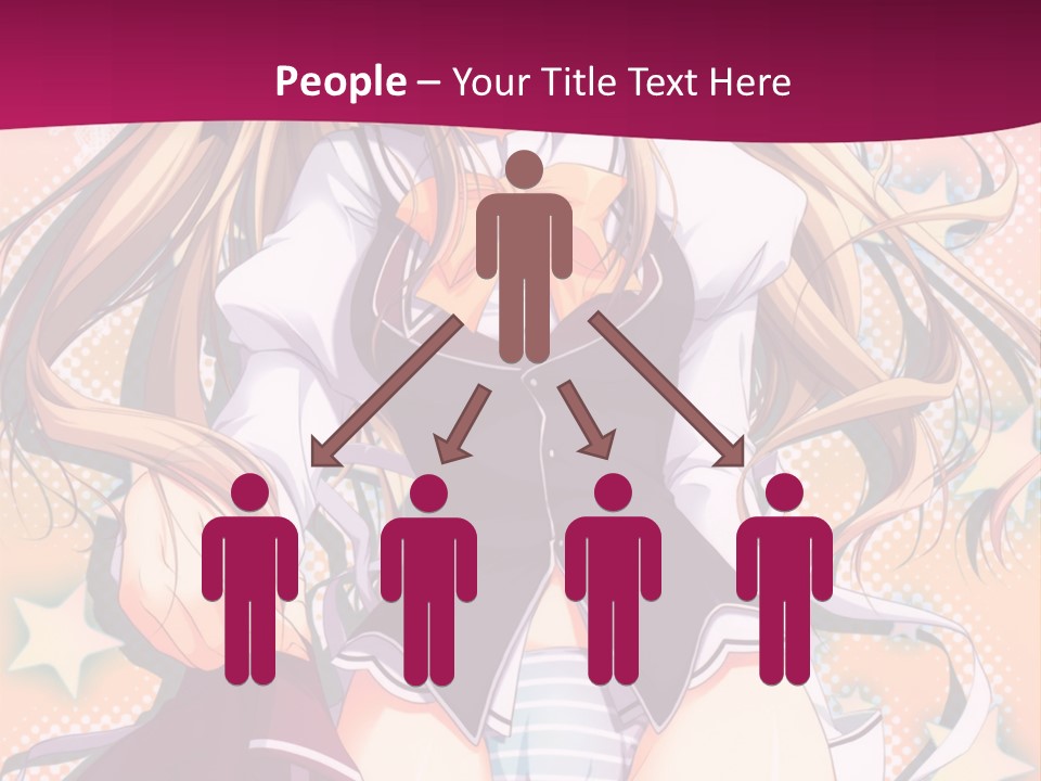 A Anime Girl With Long Blonde Hair Sitting On A Pink Background PowerPoint Template