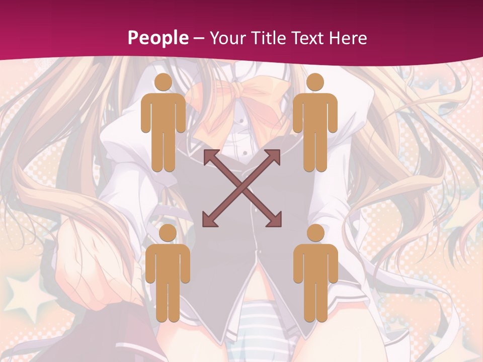 A Anime Girl With Long Blonde Hair Sitting On A Pink Background PowerPoint Template