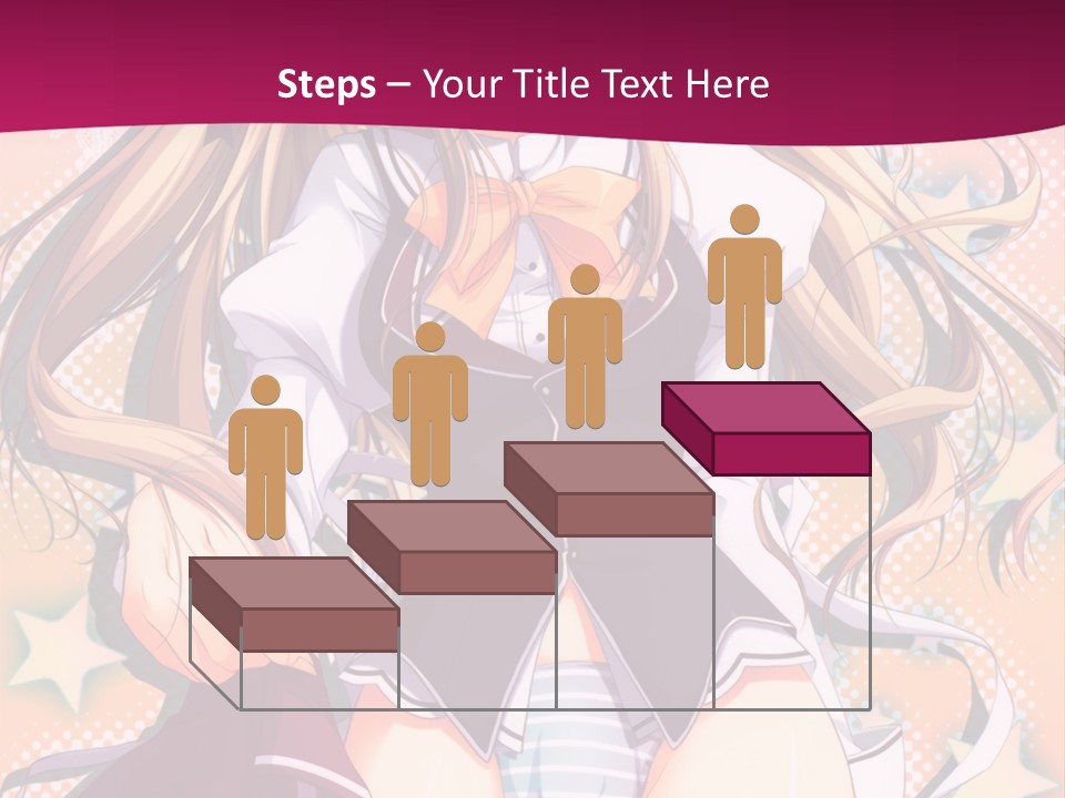 A Anime Girl With Long Blonde Hair Sitting On A Pink Background PowerPoint Template