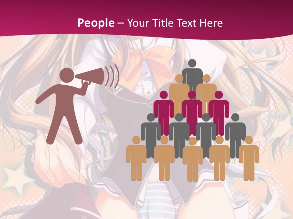 A Anime Girl With Long Blonde Hair Sitting On A Pink Background PowerPoint Template