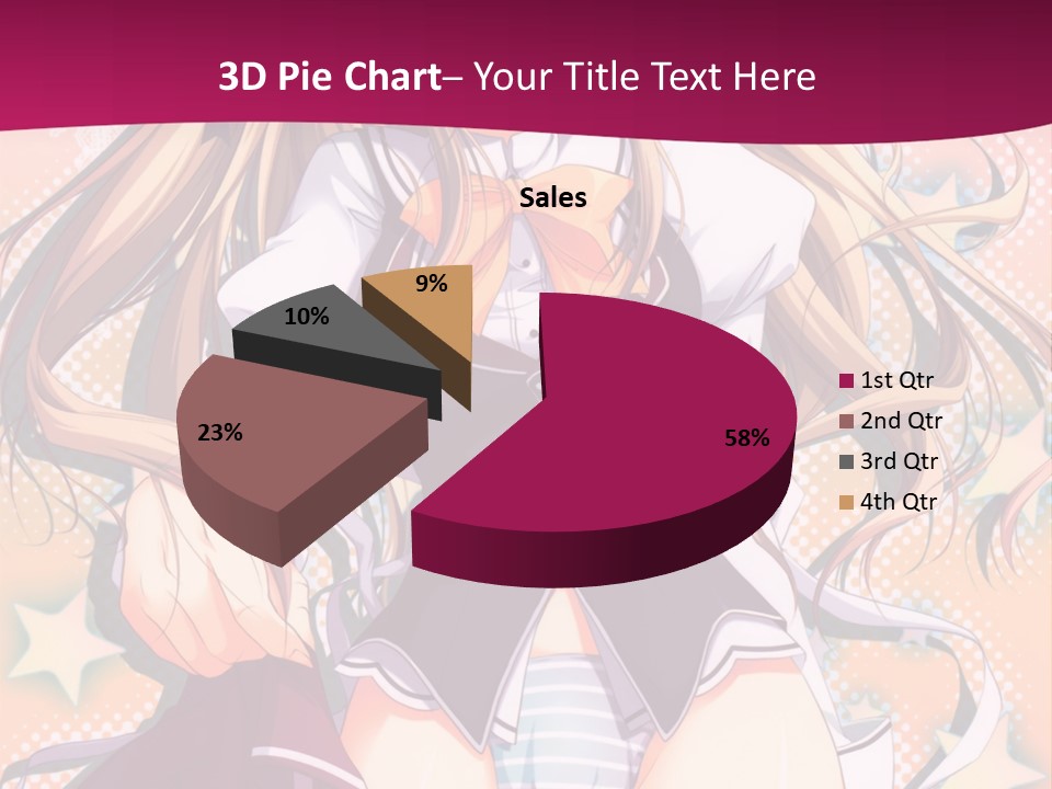 A Anime Girl With Long Blonde Hair Sitting On A Pink Background PowerPoint Template