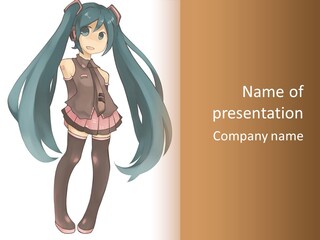 A Girl With Blue Hair Is Standing In Front Of A Brown Wall PowerPoint Template