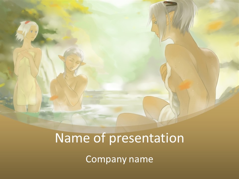 A Group Of Naked People In The Water PowerPoint Template