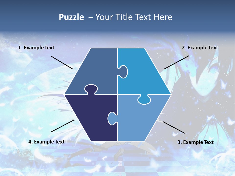 A Woman With Long Hair And A Blue Dress Is Standing In Front Of A Full PowerPoint Template