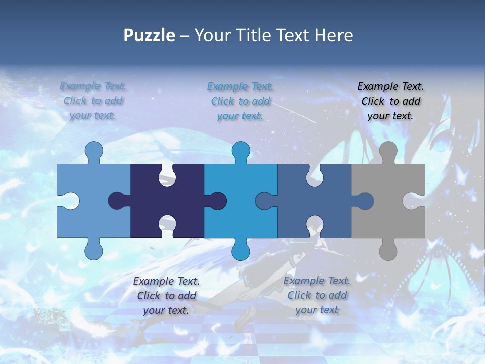 A Woman With Long Hair And A Blue Dress Is Standing In Front Of A Full PowerPoint Template