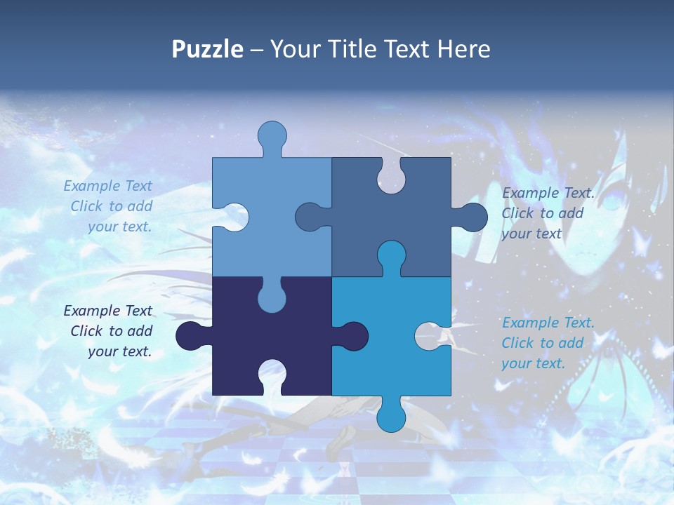 A Woman With Long Hair And A Blue Dress Is Standing In Front Of A Full PowerPoint Template