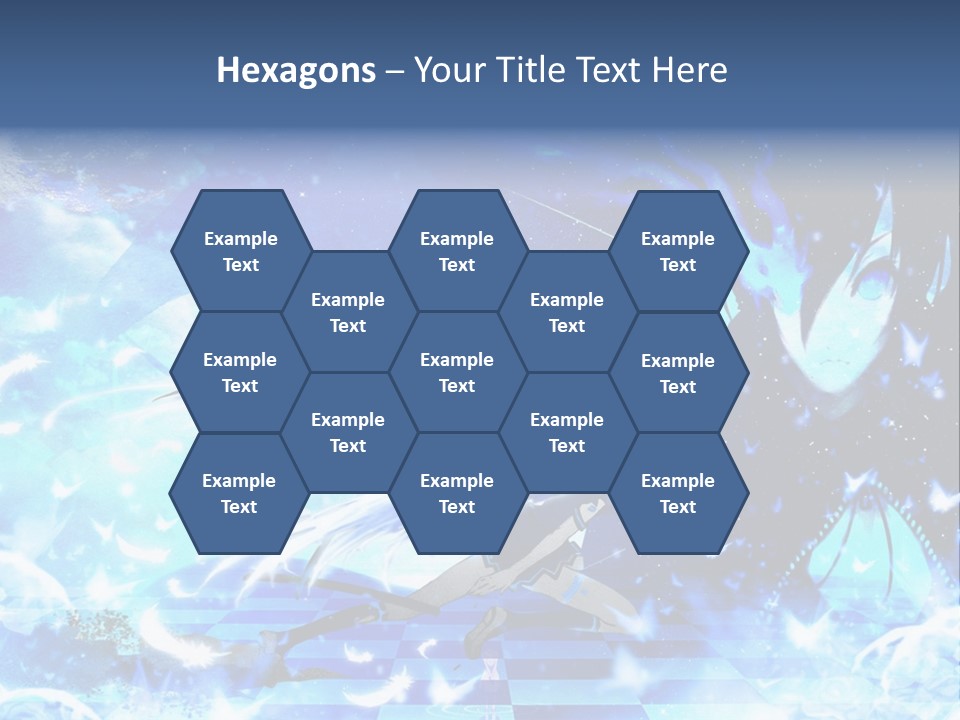 A Woman With Long Hair And A Blue Dress Is Standing In Front Of A Full PowerPoint Template