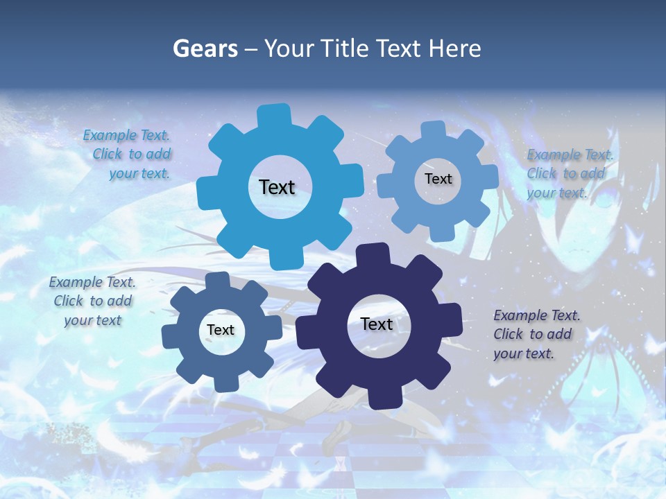 A Woman With Long Hair And A Blue Dress Is Standing In Front Of A Full PowerPoint Template