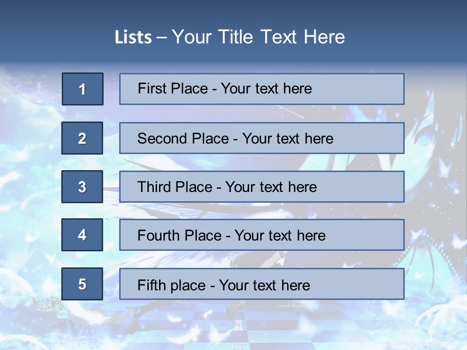 A Woman With Long Hair And A Blue Dress Is Standing In Front Of A Full PowerPoint Template
