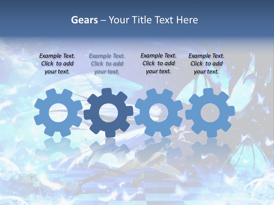 A Woman With Long Hair And A Blue Dress Is Standing In Front Of A Full PowerPoint Template