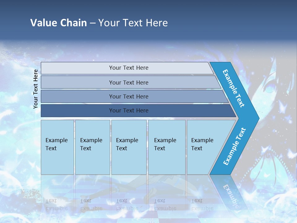 A Woman With Long Hair And A Blue Dress Is Standing In Front Of A Full PowerPoint Template