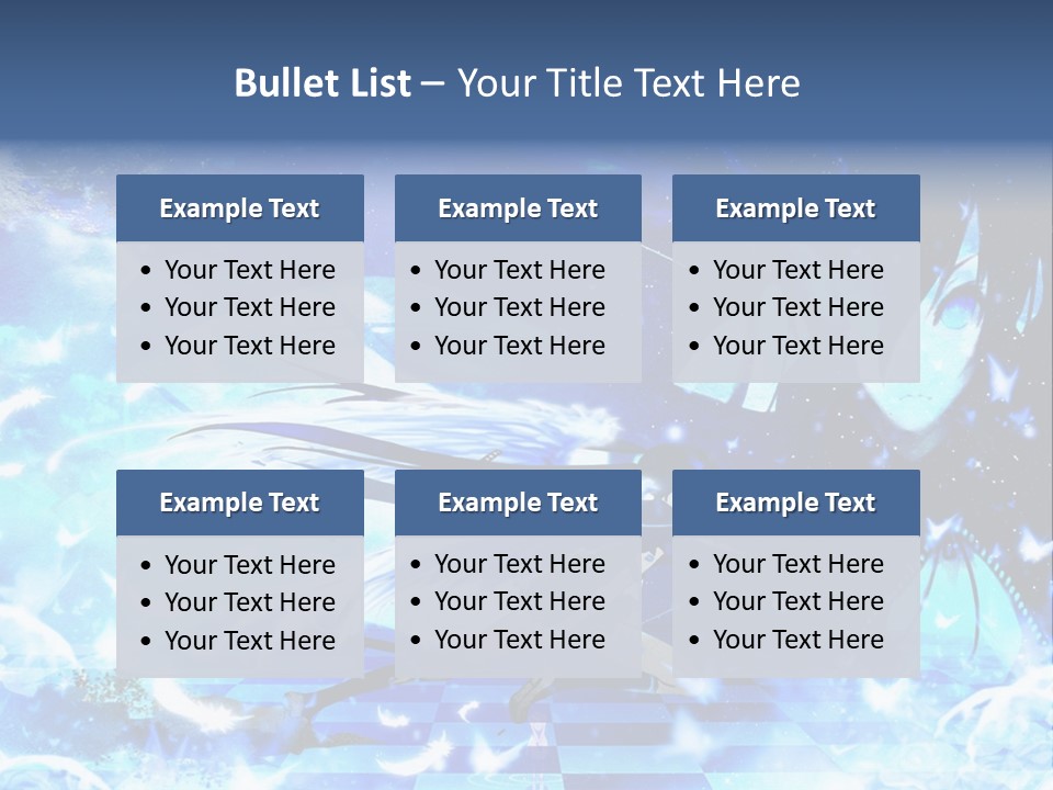 A Woman With Long Hair And A Blue Dress Is Standing In Front Of A Full PowerPoint Template