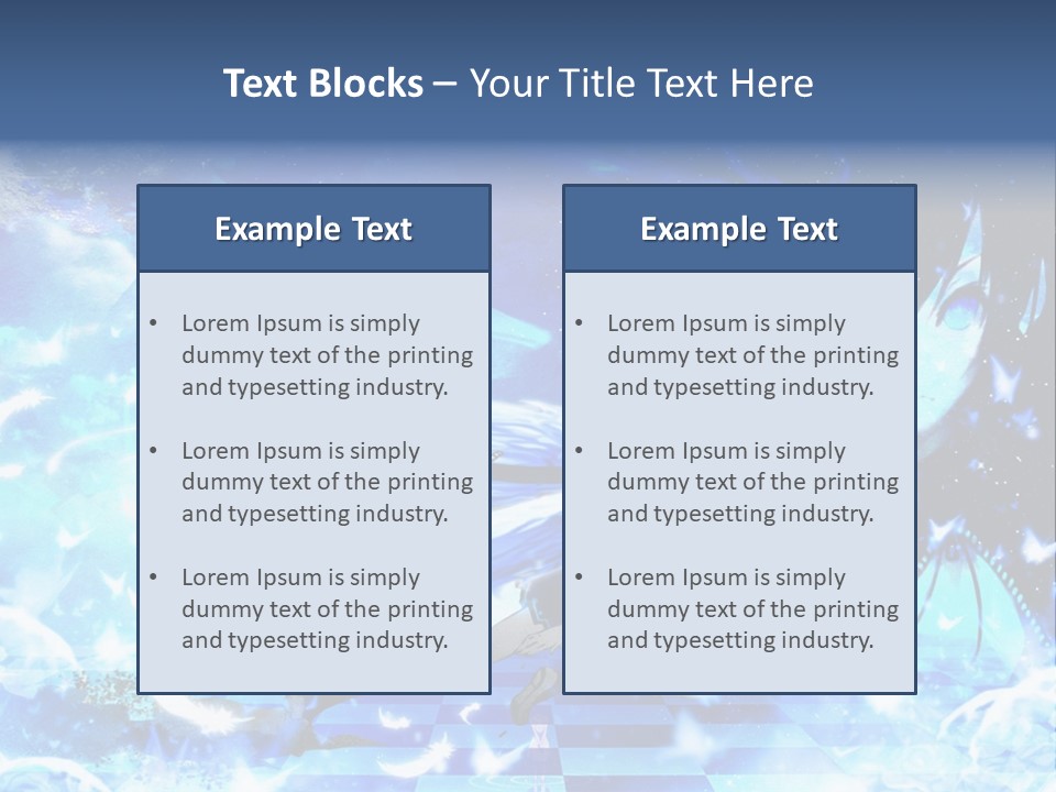 A Woman With Long Hair And A Blue Dress Is Standing In Front Of A Full PowerPoint Template