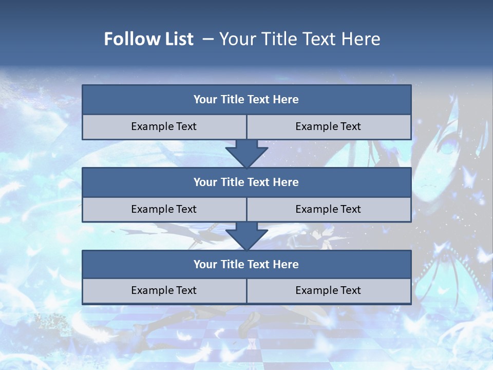 A Woman With Long Hair And A Blue Dress Is Standing In Front Of A Full PowerPoint Template