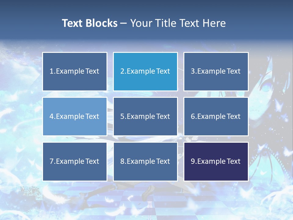 A Woman With Long Hair And A Blue Dress Is Standing In Front Of A Full PowerPoint Template