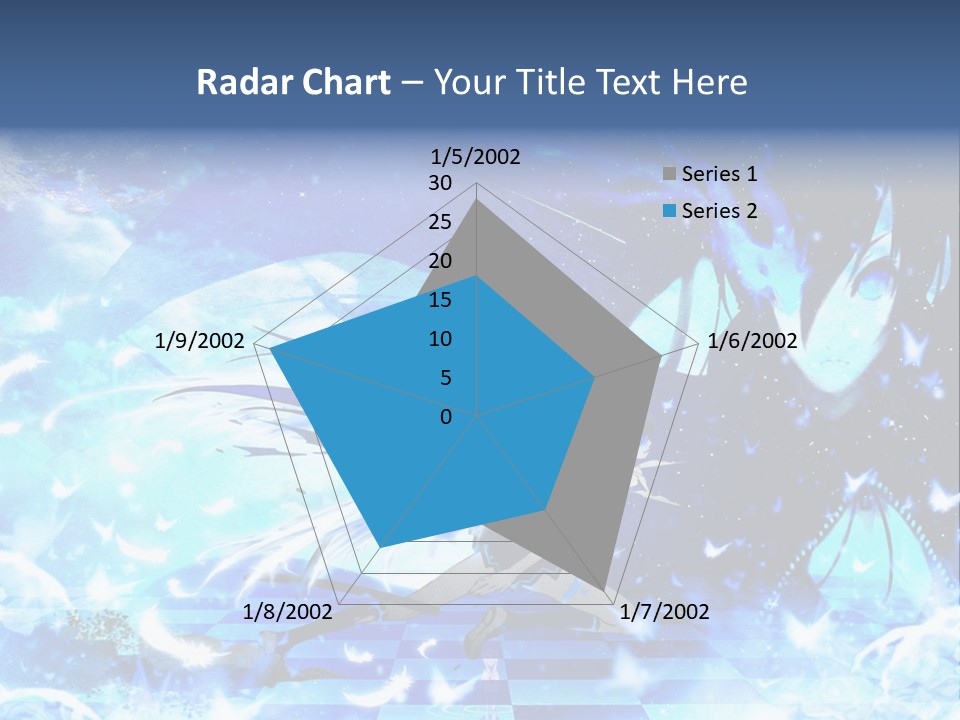 A Woman With Long Hair And A Blue Dress Is Standing In Front Of A Full PowerPoint Template