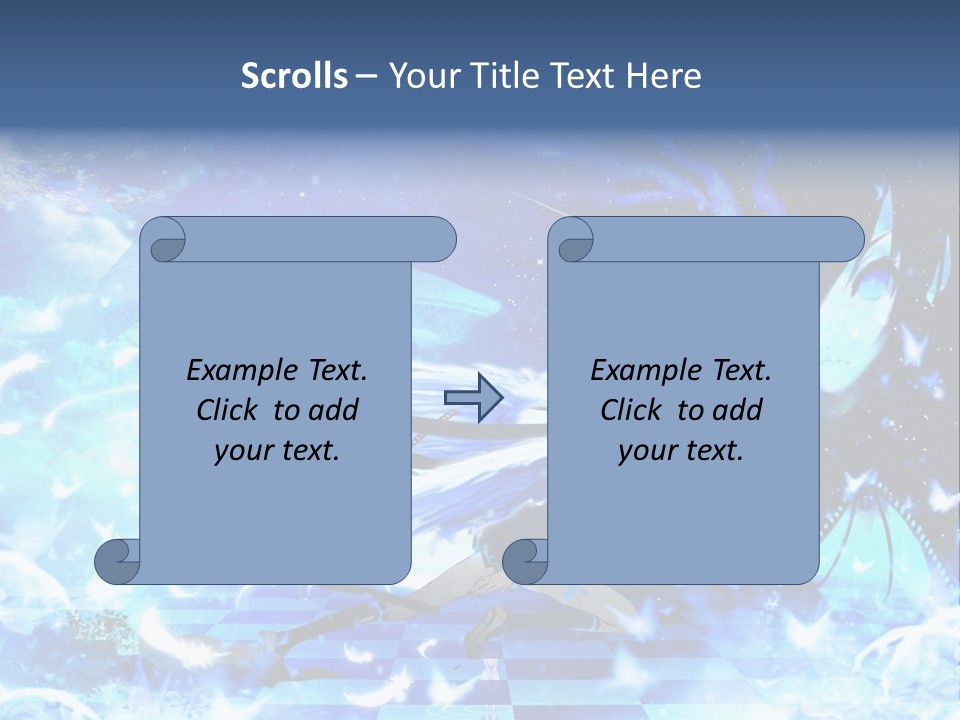 A Woman With Long Hair And A Blue Dress Is Standing In Front Of A Full PowerPoint Template