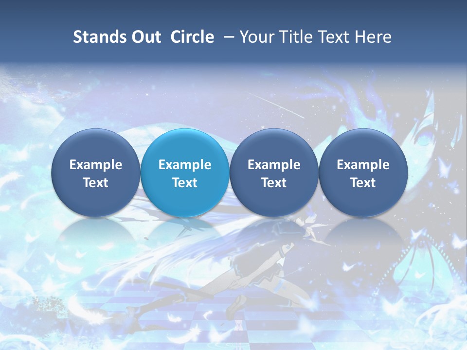 A Woman With Long Hair And A Blue Dress Is Standing In Front Of A Full PowerPoint Template