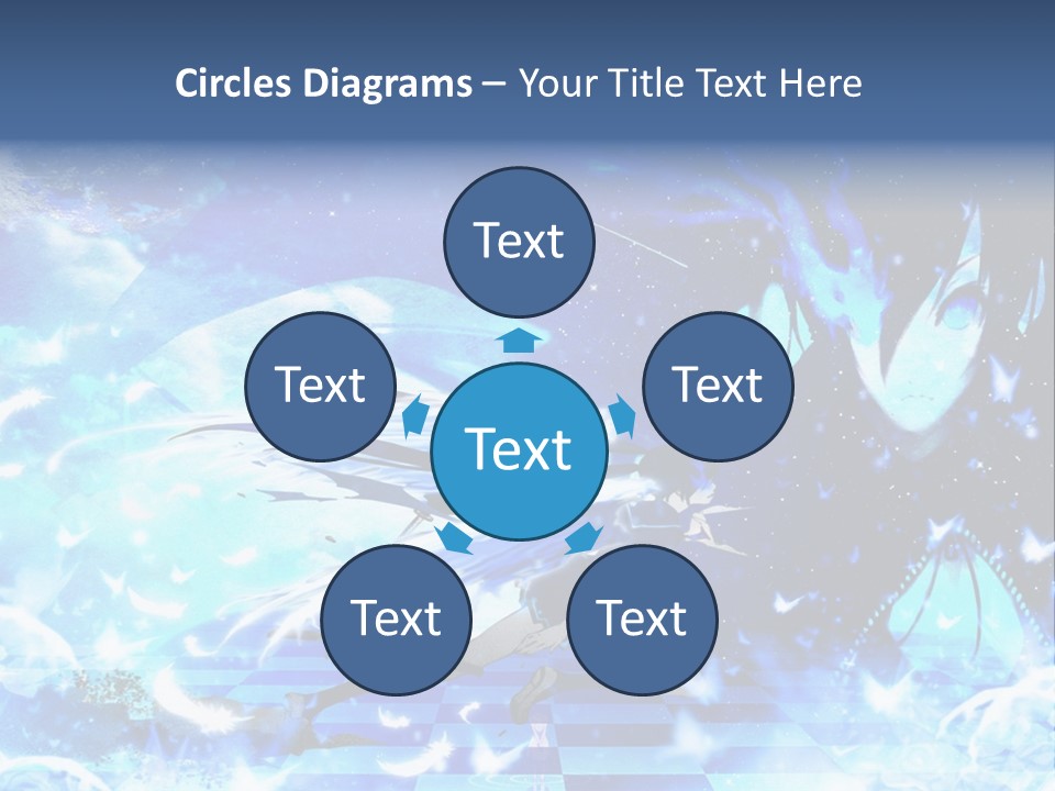 A Woman With Long Hair And A Blue Dress Is Standing In Front Of A Full PowerPoint Template