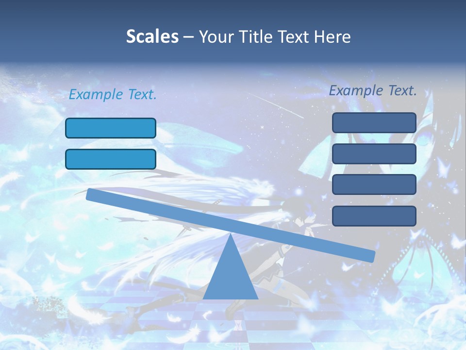 A Woman With Long Hair And A Blue Dress Is Standing In Front Of A Full PowerPoint Template